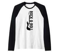 Vintage Retro Style Playing Music Guitar Forever Rock N Roll Manche Raglan