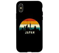 Vintage Retro Style Skyline Landscape Japanese Sunset Japan Coque pour iPhone X/XS