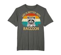 Vintage Retro Style wildlife Life is Better With Raccoon T-Shirt