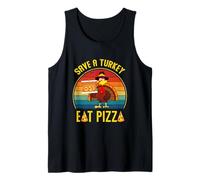 Vintage Retro Turquie Tenant Pizza Save A Turkey Eat Pizza Débardeur