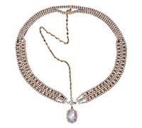 Vintage Rhinestone Head Chain Forehead Headband Hair Accesories Fringe Headdress pour les occasions spéciales et les festivals(Gold 7)