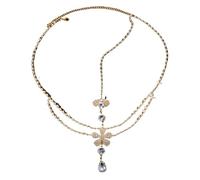 Vintage Rhinestone Head Chain Forehead Headband Hair Accesories Fringe Headdress pour les occasions spéciales et les festivals(Gold 11)