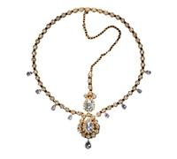 Vintage Rhinestone Head Chain Forehead Headband Hair Accesories Fringe Headdress pour les occasions spéciales et les festivals(Gold 1)
