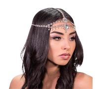 Vintage Rhinestone Head Chain Forehead Headband Hair Accesories Fringe Headdress pour les occasions spéciales et les festivals(Gold 10)