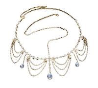 Vintage Rhinestone Head Chain Forehead Headband Hair Accesories Fringe Headdress pour les occasions spéciales et les festivals(Gold 5)