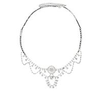 Vintage Rhinestone Head Chain Forehead Headband Hair Accesories Fringe Headdress pour les occasions spéciales et les festivals(Silver 6)