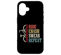 Vintage Ride Crash Swear Repeat - Funny Retro Mountain Bike Coque pour iPhone 16