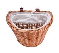 Vintage Ride Tote - Élégant coquillage en osier, panier adapté aux animaux | Sac de montage pour vélo, entrée supérieure ouverte, support inférieur rembourré, harnais à clip sécurisé