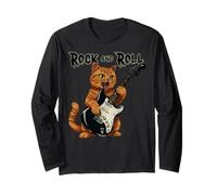 Vintage Rock Guitarist Cat Rock and Roll Guitar Rocker Manche Longue
