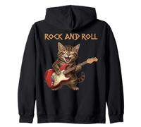 Vintage Rock Guitarist Cat Rock and Roll Guitar Rocker Sweat à Capuche