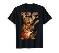 Vintage Rock Guitarist Cat Rock and Roll Guitar Rocker T-Shirt