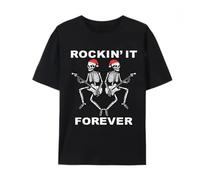 Vintage Rock Music Dancing Skeletons Play Guitar Christmas T Shirts Anime Cartoon Graphic Unisex Streetwear