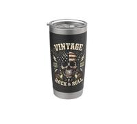 Vintage Rock & Roll American Flag Skull Graphic Guitar Gobelet isotherme en acier inoxydable double paroi