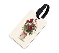 Vintage Romantique Fleurs Rouges Roses Tulipes Pivoines Bagages Étiquette de Bagage Sac de Voyage Valise Bagages Nom Tags