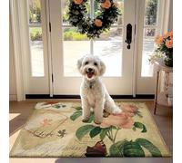 Vintage Romantique Rose Floral paillasson avec Amour et pour Toujours Consacré la Conception, la Non-Slip Absorbant Tapis pour Porte d'entrée, Couloir, Cuisine