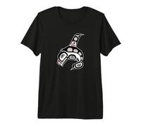 Vintage Rouge Noir Haida Orca Whale Art Natif T-Shirt Haut de Gamme