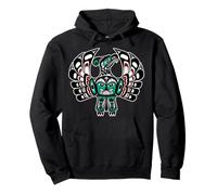 Vintage Rouge Noir Haida Thunderbird Native Art Sweat à Capuche