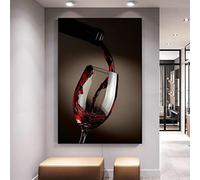 Vintage Rouge Vin Verre Affiche Toile Peinture Mur Art Vin Photos Oeuvre pour Bar Restaurant Mur Décor 70x90 cm Sans Cadre