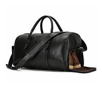 Vintage Sac de Voyage en Cuir avec Compartiment Chaussures, Weekender Duffle Voyage Sac Vintage Voyage Week-End pour Sports Homme Femme de Courts Voyages, de Longs Voyages(9429 Black)