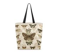 Vintage Sacs Fourre-Tout Toile Collection De Papillons Sac À Provision Reutilisable Tote Bag Pour Shopping, Vacances, Aux Voyages, 40X50X15Cm
