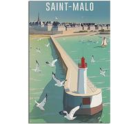 Vintage Saint Malo Seagull Art Imprimer Rétro Mur Art Toile Affiche Chambre Décoration Accueil Décoration Sans cadre 30x45cm