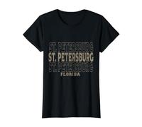 Vintage Saint-Pétersbourg Floride T-Shirt Graphique avec Valeur, Femme, Noir, S
