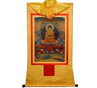 Vintage Sakyamuni Tibetan Thangka Tapestry Handmade Buddhist Thangka Brocade Embroidery Painting - Yoga Bedroom Decoration (Color : Gold, Size : S)