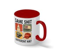 Vintage Same Shit Different Hat Sarcastic Political Satire Mug - Funny Anti Trump Meme Coffee Cup - Protest Graphic Gift Blanc tasse à café avec Red Rim et poignée Mug