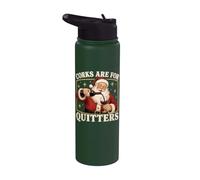 Vintage Santa Drinking Wine Corks are for Quitters Funny Stainless Steel Insulated Water Bottle