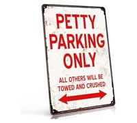 Vintage Satire Metal Signs for Workshop Wall 12x8 Inch | Satirical parking note on vintage metal sign for workshop wall decor and tool shed personality