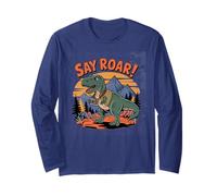 Vintage Say Roar Dinosaur Photographer Tee for Campers Manche Longue