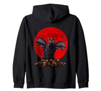 Vintage Scary Black Cat Halloween Costume and Blood Moon Sweat à Capuche