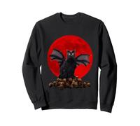 Vintage Scary Black Cat Halloween Costume and Blood Moon Sweatshirt