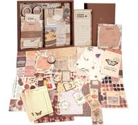 Vintage Scrapbooking Papier Kit,Esthétique Bullet Journal Autocollant Avec A6 Grille Carnet De Notes, Materiel Diy Décoratifs Pour Album,Journalings,Enveloppe,345 Pièces