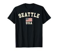 Vintage Seattle USA Drapeau Washington Souvenir Rétro T-Shirt