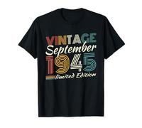 Vintage Septembre 1945 Cadeau Anniversaire 80 Ans Hommes T-Shirt