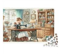 Vintage Sewing Adulte Puzzles 1000 Pièces Matériau Recyclé Room Art Puzzle À Assembler Jeu Éducatif Décompression Jeu Parent-Enfant Props for Home 70x50cm/1000pcs