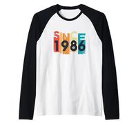 Vintage Since 1986 Year Commémoration Retro Manche Raglan