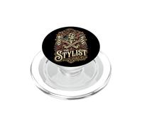 Vintage Skeleton Hair Stylist Salon Barber Design PopSockets PopGrip pour MagSafe