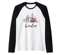 Vintage Sketch Hand Drawn London T Shirt, London Landmarks Manche Raglan