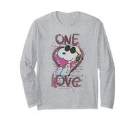 Vintage Snoopy Joe Cool One Love Glitch Rétro pour la Saint-Valentin Manche Longue