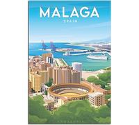 Vintage Spain Malaga Bullring Rétro Mur Art Toile Affiche Art Imprimer Accueil Décoration Chambre Décoration Sans cadre 60x90cm