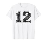Vintage Sport Numéro 12 Douze T-Shirt Graphique avec Valeur