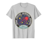 Vintage Spoutnik URSS Union soviétique Propagande T-Shirt, Homme, Argent, 3XL