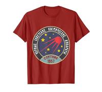 Vintage Spoutnik URSS Union soviétique Propagande T-Shirt, Homme, Canneberge, L