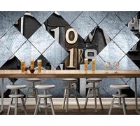 Vintage Stereo Geometric Art Industrial Style Papier Peint 3D Installation Facile Intissé Tapisserie Bureau Salon Canapé Chambre Décoration Murale-400cm×280cm