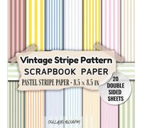 Vintage Stripe Pattern Scrapbook Paper Pad: 40 Printed Pages on 20 Double-Sided Sheets, 8.5 × 8.5 Inch Craft Paper for Scrapbooking, Card Making, Decoupage, Decorations & Mixed Media Art