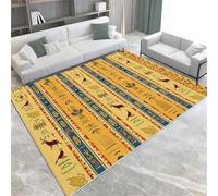 Vintage Stripes Symboles Égyptiens Anciens Symboles Lavables 60 X 90 Cm Tapis Accent Souple Non Glissé pour Le Salon Chambre À Coucher du Bureau Décor De Cuisine,180 X 240 Cm