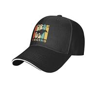 Vintage Style Horses Racing Silhouette Baseball Cap, Trucker Hats Vintage Cotton Dad Hat for Men Women Black
