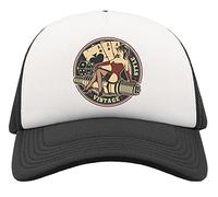 Vintage Style Kinky Poker Pin Up Girl Spark Plug Half Mesh Trucker Cap Baseball Hat Snapback Black